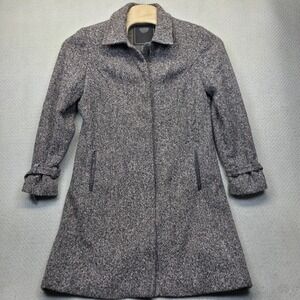 COACH Womens 14 Tweed A-Line Overcoat 80% Wool Blend 100% Silk Lined Buckle Cuff